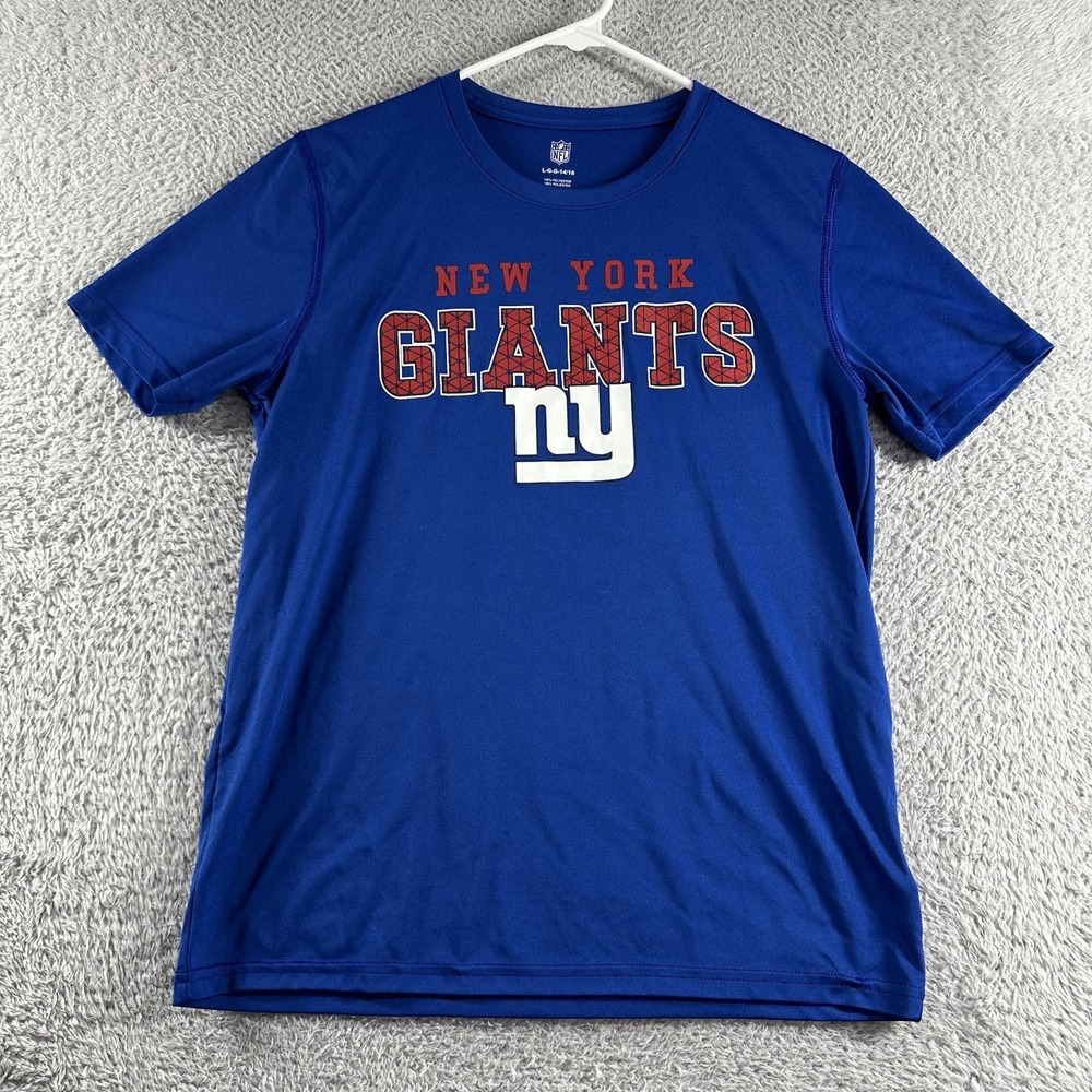 NY Giants Shirt Youth Large‎ (14/16) Poly Performance Blue New York NFL
